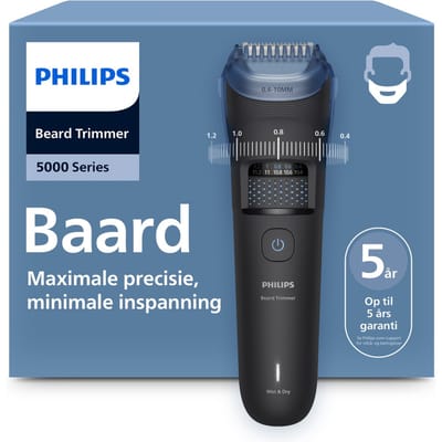 Philips Series 5000 Baardtrimmer mannen - 2 Trimkammen - Precisietrimmer - Waterproof - Haaropvangsysteem - Opbergzakje - Zwart - BT5775/15
