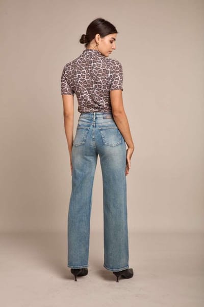 Broek Toxik3 hoge taille wide leg straight-fit jeans