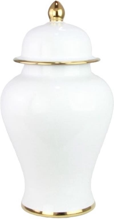 Fine Asianliving Chinese Gemberpot Porselein Wit Handgemaakt D25xH46cm