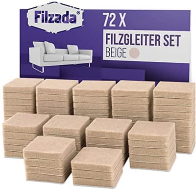 72x Viltglijders Zelfklevend - 25x25 mm Vierkant - Beige - Professionele Meubelglijders Met Ideale Kleefkracht