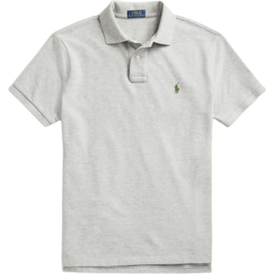 Polo Ralph Lauren Effen Kleur Logo Geborduurd Slim Fit Korte Mouwen Polo Shirt Heren tops Grijs MNPOKNI1N821126-020 XL white