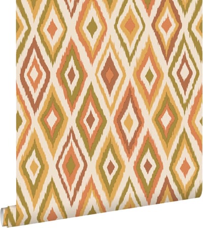 ESTAhome behang ruiten groen, oranje en geel - 50 x 900 cm - 131692