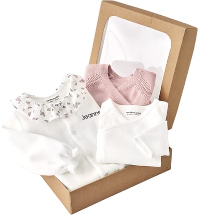 Vertbaudet Babypakje 3-delige set in effen tricot vestje + babyslaappakje + body
