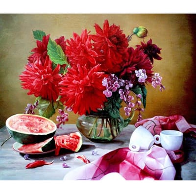 Peinture diamant 5D à faire soi-même, broderie complète, Arrangement de fleurs, point de croix 20X30CM red