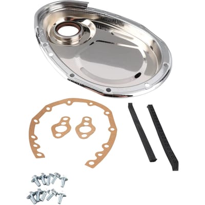 Kit de remplacement de cache-chaîne de distribution chromé pour SB Chevy 327 350 383 400 SBC Ensemble de joints d'étanchéité et de boulons argenté