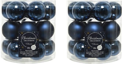 Decoris Kleine kerstballen - 36x st - donkerblauw - D4 cm - glas - kerstversiering