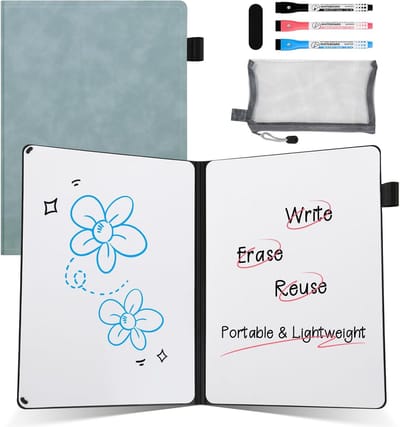 Dailygoods - A5 Mini Whiteboard met 3 Kleurrijke Pennen en Spons - Marineblauw