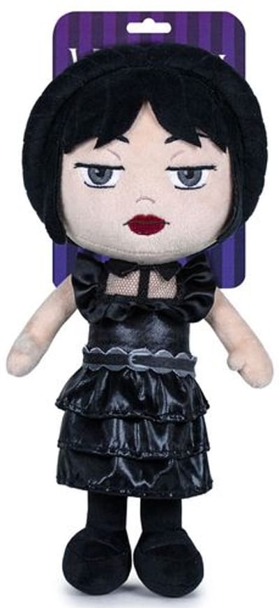 Wednesday in Jurk Pluche Knuffel 32 cm - The Addams Family Plush Toy - Speelgoed Knuffels voor Kinderen Jongens Meisjes