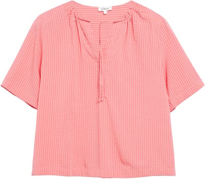 Vlotte blouse in gemengde viscose met plooien en all-over print ronde hals ruime pasvorm dames s.Oliver