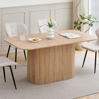 Eettafel Rechthoekig - Eettafel Hout - Samen Eten - Robuuste Sokkel - 160 cm - Natuurlijk