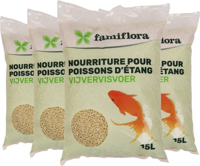 Famiflora Pond Sticks 4x 15L - Premium geëxtrudeerde sticks - Rijk aan tarwekiemen & hoogwaardige ingrediënten - Drijvend voor betere voedercontrole