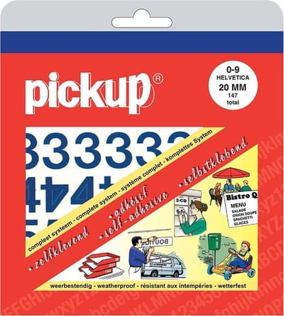 Pickup plakcijfers boekje Helvetica blauw - 20 mm