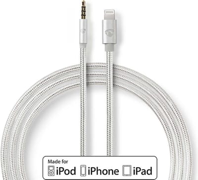 Nedis Lightning-Adapter - Apple Lightning 8-Pins - 3,5 mm Male - Verguld - 1.00 m - Rond - Nylon