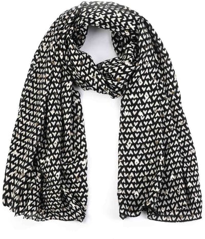 Sjaal Katoen & Viscose - Trendy sjaaltje Hartjes - Dames - Hartjesprint - Zwart/Goud