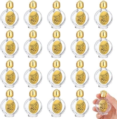 20 Stuks Lege Glazen Flessen voor Heilig Water, Antieke Gouden Rozenkap, Perfect voor Feestjes en Cadeaus, 15 ml Heilig Water Container