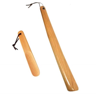TOVBMUP Schoenlepel - Houten schoenlepel - Met koord - Voor mannen, vrouwen, kinderen, senioren - 2-pack