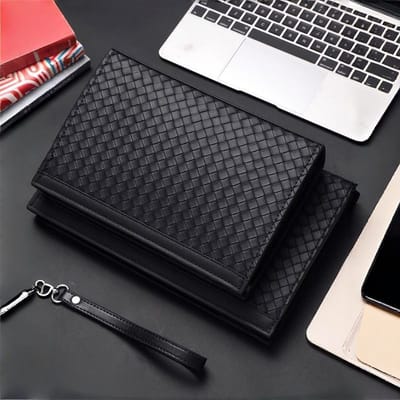 KZQ Zakelijke Polsbandtas Voor Heren Van Pu Leer Met Kaartvak - Compacte Business Clutch Voor Kantoor En Vrije Tijd - Zwart Klein Model
