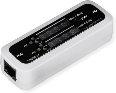 PoE-kabeltester voor 4PPoE, PoE+, PoE en passieve PoE-technologie, met LED-display en zonder batterij
