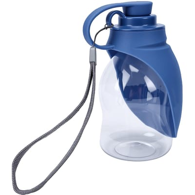 Bouteille d'eau pliable pour chien 300 ml Anti-fuite Portable Distributeur d'eau pour animaux de compagnie en silicone pour voyage Camping bleu