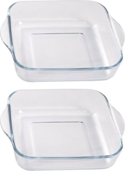 Cosy & Trendy Ovenschaal van glas - 2x - 22x22x5 cm - 1,8 L - braadslede - Ovenschotel - Bakvorm