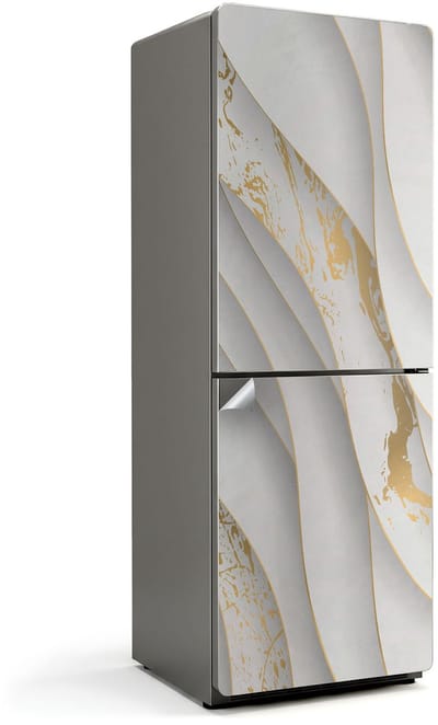 Wallfluent Koelkaststickers - Golven en texturen in beweging Koelkast Folie - 70 cm x 190 cm - Wit Koelkaststickers - Decoratieve Koelkaststicker - Koelkast Makeover - Zelfklevende Koelkaststicker - Koelkast Versiering