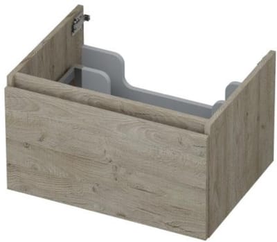INK - Onderkast 1 Lade Greeploos met Houten Keerlijst - 600x450x350 Mm - Greige Eiken