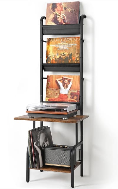 Dailygoods- Platenkast met Opbergrekken voor 200 LP’s - Platenspeler Meubel - Vinyl Display Rek - Opslagmeubel - 3-laags Ontwerp - Hoogwaardige Opslag - Vinylrek