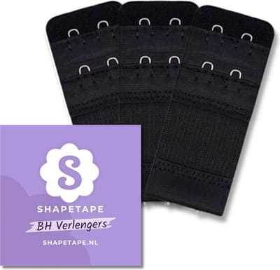 BH verlengstuk 2 haaks - 3Pack zwart - BH accessoires - Beha verlenger - Bra Extender - BH clip - BH Verlenger - Shapetape