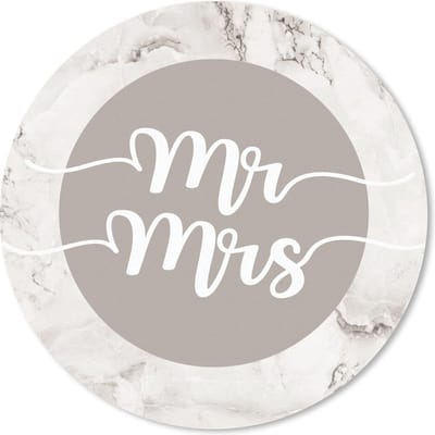 Muismat rond 20x20 cm - Mousepad Mr Mrs - Spreuken - Quotes - Trouwen - Ronde muismatten