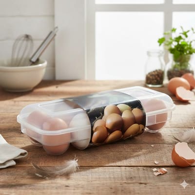 STAR&STER Eierhouder voor in de koelkast, eierdoos voor 10 eieren - Eiercontainer van kunststof, eierdoos voor transport van eieren, plastic voor koelkast, keuken (transparant)