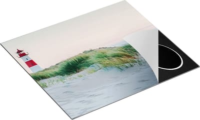 Chefcare Inductie Beschermer Strand en Duinen met een Vuurtoren - 60x50 cm - Afdekplaat Inductie - Kookplaat Beschermer - Inductie Mat