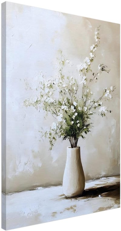 Canvas Schilderij - Artistic flowers in a vase 50x70 cm - Bloemen en Planten Wanddecoratie Woonkamer & Slaapkamer
