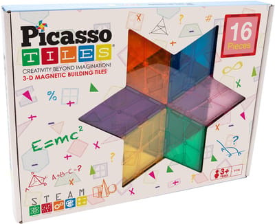 Tactic Picasso Tiles - Constructiespeelgoed - Magnetic Tiles - Magnetische Tegels - Geometry Set - STEM Speelgoed - Creatief Bouwspeelgoed - 16-Delig - Vanaf 3 Jaar