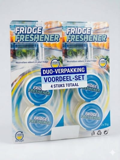Koelkast Verfrisser Duo Pack – 4 Stuks – Geurverwijderaar Koelkast – Neutraliseert Geuren – Fridge Freshener 30 Dagen – Voordeelverpakking