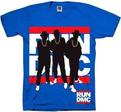 Run DMC - Silhouette Heren T-shirt - S - Blauw