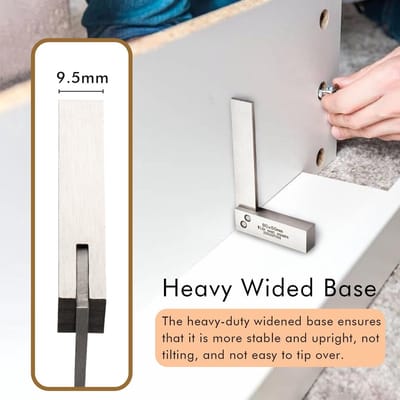 Dailygoods- Machinistisch Vierkant - Brede Zitting - Precisie-ingenieur - 90 Graden Hoek - Heavy-duty Basis - Gegraveerde Afmetingen - Inclusief Beschermdoos - Meetinstrument