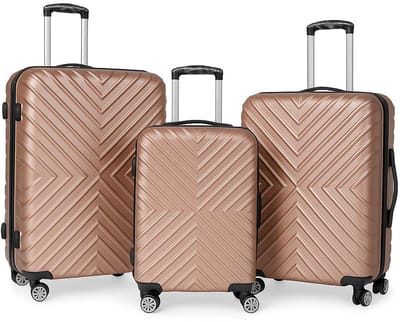 3-delige 55/75/115 harde kofferset ,Lichtgewicht ABS kofferset,Reiskoffers set 3 stuks,Harde koffers met 4 wielen ,Moderne kofferset V-patroon , trolleykoffers set,Handbagage en ruimbagage koffer,Kofferset met telescopische trekstang,Luggage set