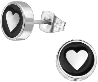 CS Joy - ronde oorbellen met een hartje - Chirurgisch staal - 8 mm - oorknoppen