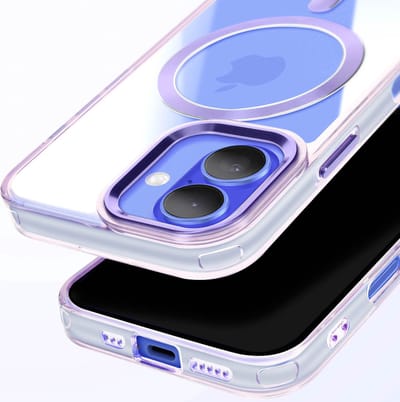 Avizar Beschermhoesje MagSafe Geschikt voor Apple iPhone 16 Plus Crystal Color Achterzijde, Paars