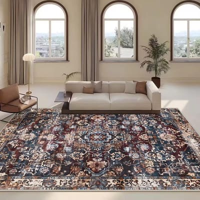 Perzisch Retro Tapijt Woonkamer Boho Etnisch Huisdecoratie Pluche Slaapkamertapijt Lounge Sofa Salontafels Antislip Vloermat Zacht 60*90cm