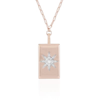 Cavill - 925 Sterling Zilver Rosé Verguld - Halsketting met Cambodjaanse Zirkoon 0,22 ct - Ronde Slijpvorm - Elegante Dames Ketting Stervormige Hanger