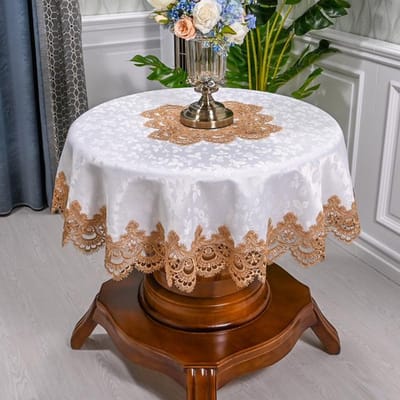 Ronde tafelkleed Kunst Huishouden Kant Tafelkleed Tafel Eettafelhoes Europa Geborduurde Bloem Stoffen Tafelmat Stofhoes Diameter 150cm
