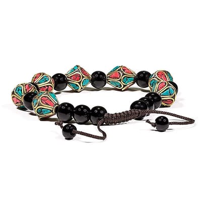 Armband turkoois, koraal & zwarte onyx