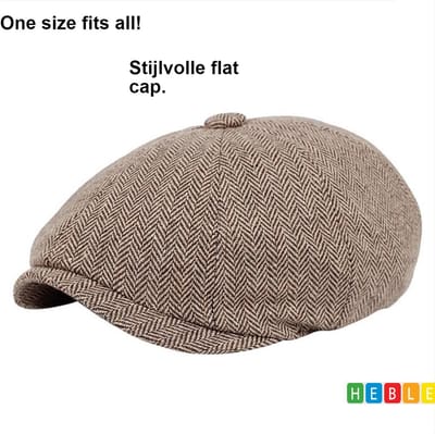 *** Flat Caps - Heren Pet - Baret Heren - Kleding voor Mannen - Perfect Cadeau - Coffee-Kleur - One Size - van Heble® ***