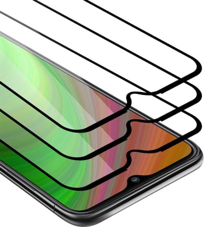 Cadorabo 3x Screenprotector geschikt voor Nokia 2.3 Volledig scherm pantserfolie Beschermfolie in TRANSPARANT met ZWART - Getemperd (Tempered) Display beschermend glas in 9H hardheid met 3D Touch
