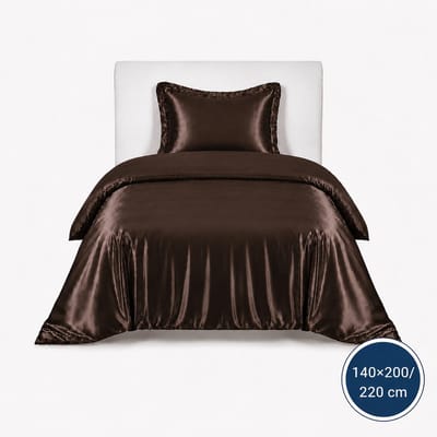 Satijnen Dekbedovertrek - Bruin - 1400x200/220 - Luxe & Koel - Zacht & Ademend - Incl. Kussensloop