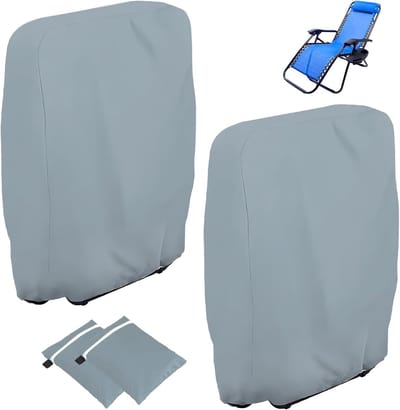 Famanu – Grijze tuinmeubelhoezen - Famanu beschermhoes voor klapstoelen - set van 2 - waterafstotend en duurzaam - beschermt meubels tegen regen - vuil en UV-straling