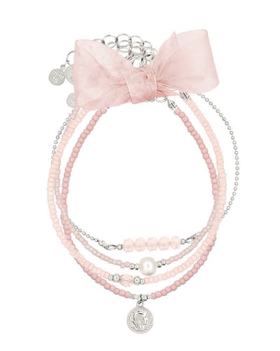 Mint15 Armbandenset 'Pink & Silver' - Handgemaakte armbanden lichtroze / zilverkleur - Stainless Steel RVS/Roestvrij staal - Samengestelde cadeauset met 4 armbanden