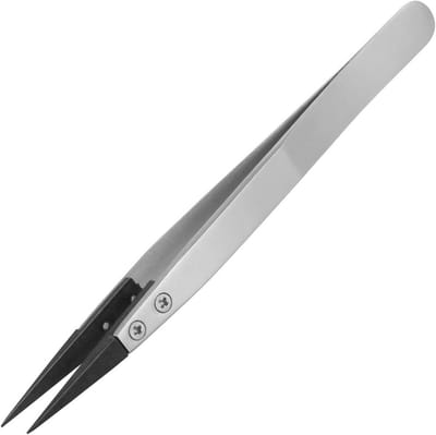 Pincet met Fijne Punt - Precisie Tang - Componenten Hanteren - ESD-Veilig PPS Tips - 130 mm - Roestvrij Staal