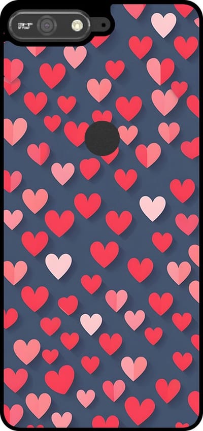 Smartphonica Telefoonhoesje Geschikt voor Huawei Y6 Prime (2018) met Roze en Rode Hartjes Opdruk - TPU Backcover Case With Rosé and Red Heart Design geschikt voor Huawei Y6 (2018)